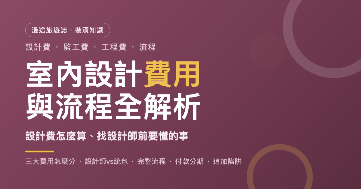 室內設計費用與流程全解析｜設計費、監工費、工程費怎麼算（2026）