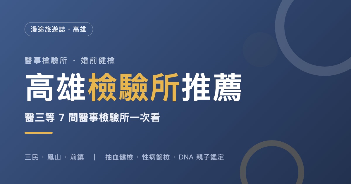 高雄檢驗所推薦｜醫三等 7 間醫事檢驗所一次看，婚前健檢、性病篩檢怎麼挑（2026）