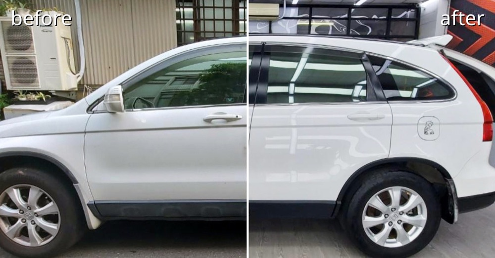 佑鑫台南汽車鍍膜 白色 HONDA CR-V 休旅車身鍍膜實例